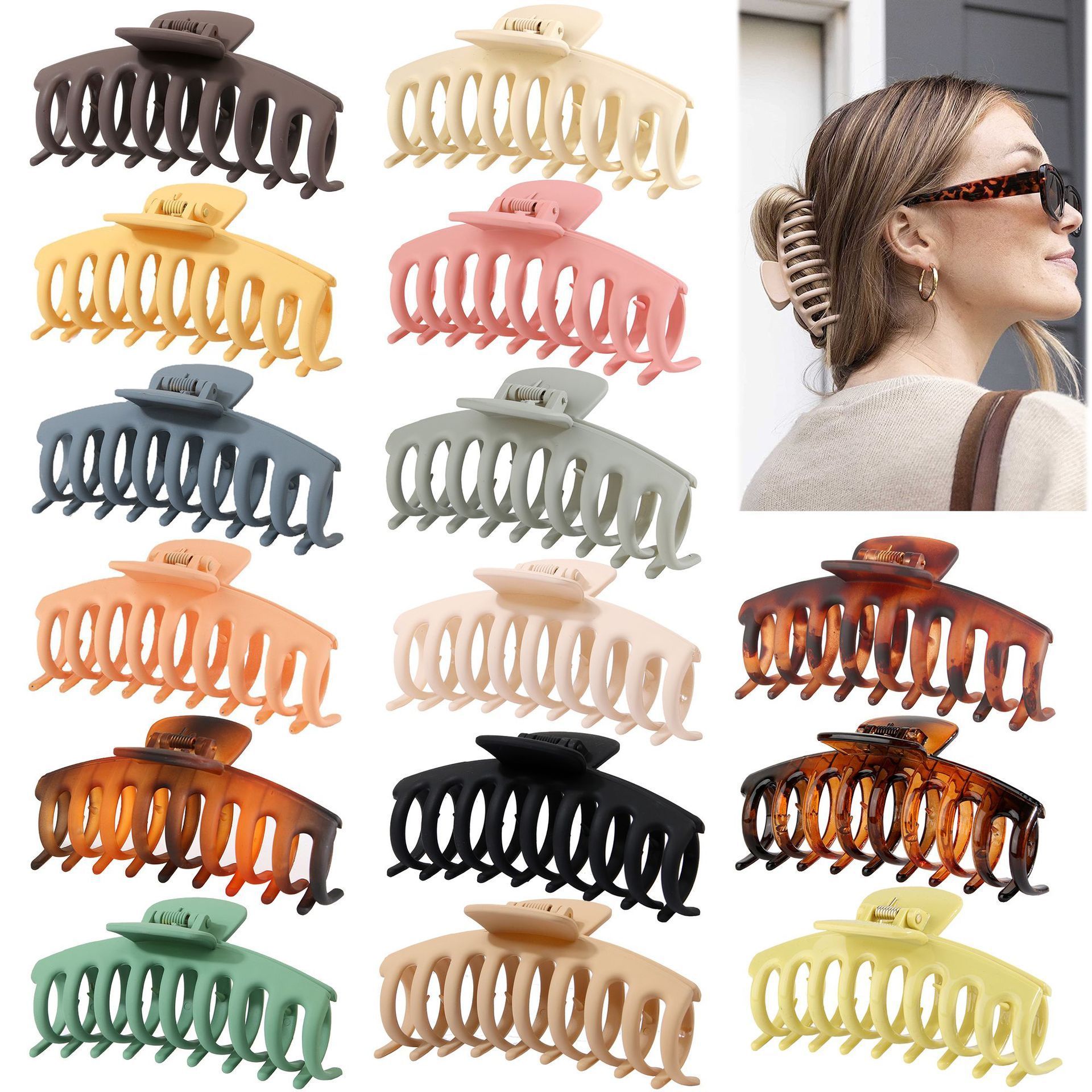 Wholesale Women 8 Pack Strong Haarklammer Hold Jaw Clip 10.5cm Big Matte Banana Clips Large Plastic Hair Claw Clips