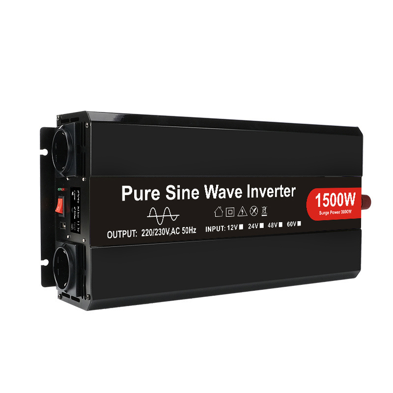 Solar panel P-1500 power inverter pure sine wave 24V to 220VAC Car power inverter with LCD display and remote controller