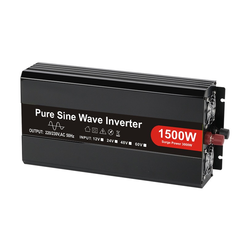 Solar panel P-1500 power inverter pure sine wave 24V to 220VAC Car power inverter with LCD display and remote controller