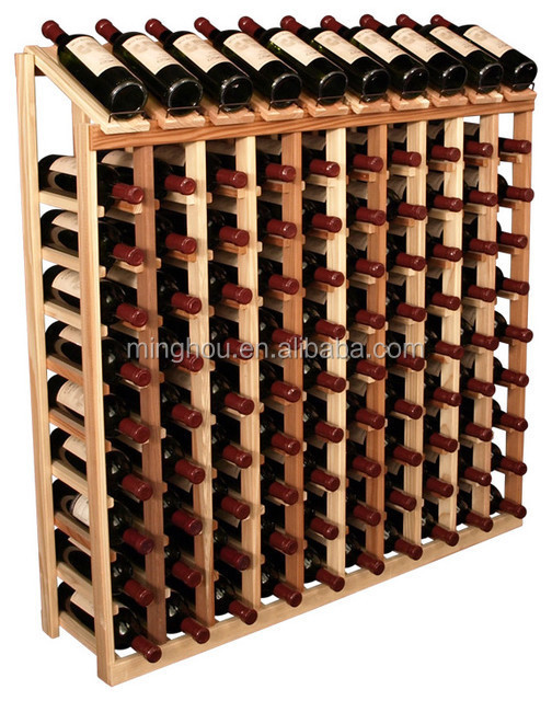 customized 100 bottles commercial used pine timber wood floor standing tall wine cabinets wine shelf