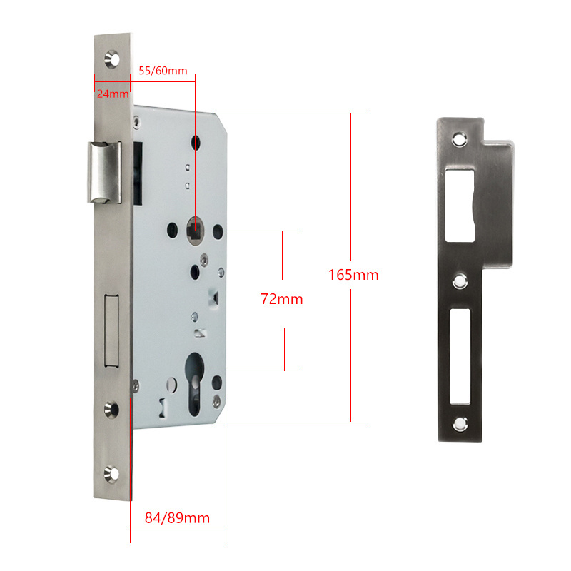 Euro Standard customized stainless steel 5572 6072 bathroom mortise escape Security door lock body