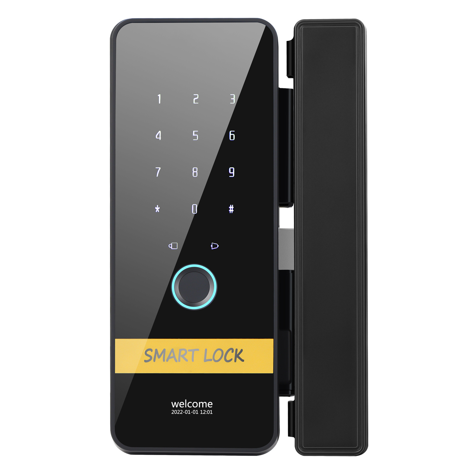 Waterproof Glass Smart Door Lock With Key Fingerprint Lock For Hotel System Smart Door Lock