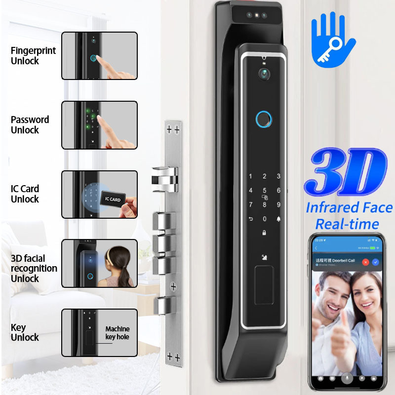 Smart Electric Digital Door Lock intelligent secerity code system anti theft 3D face smart locks