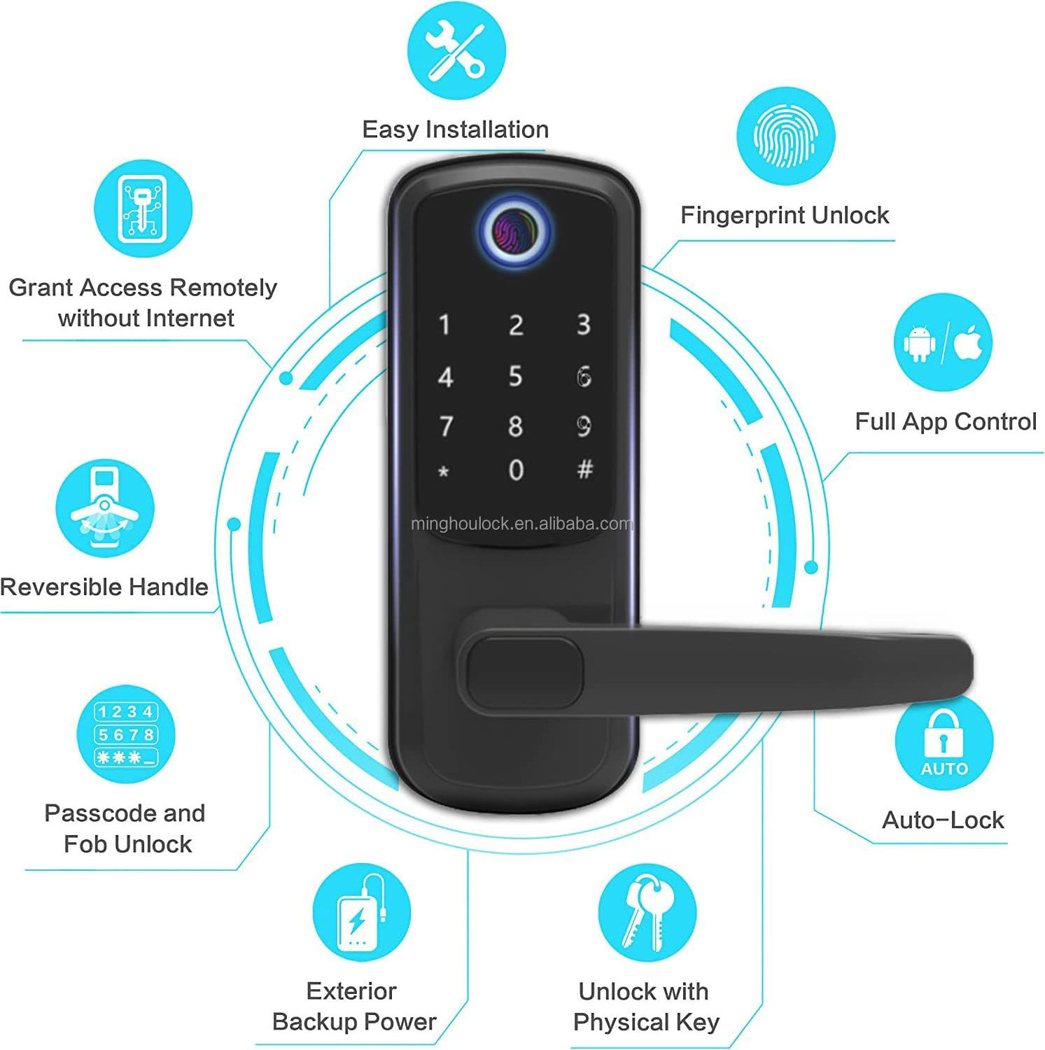 High Security Fingerprint Electronic Digital WiFi Smart Door Lock