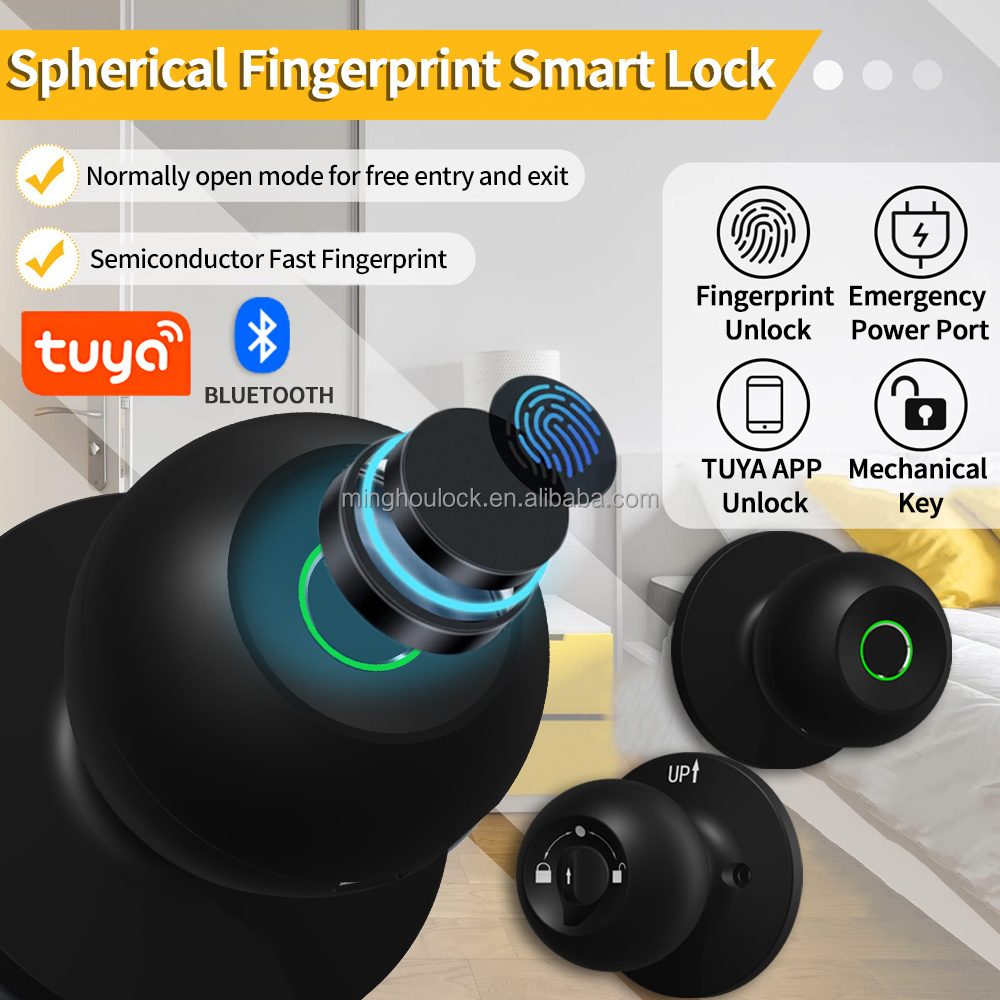 Tuya APP Smart Door Lock Inteligentes Fingerprint Inside Keyless Waterproof Digital Handle Smart Lock