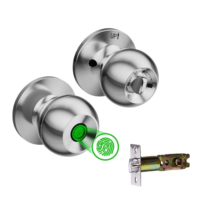 Smart Door Lock With Knob Fingerprint Lock For Bedroom Wood Door Fingerprint Smart Ball Lock