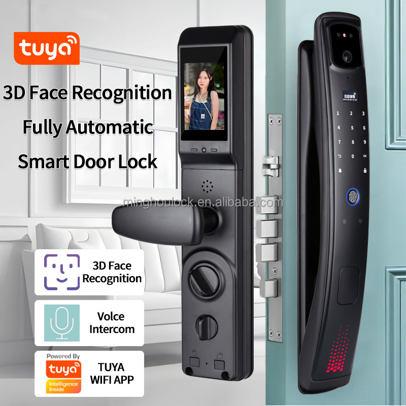 Security OEM/ODM Smart Digital 3D Face Recognition Fingerprint Smart Door Lock With Camera