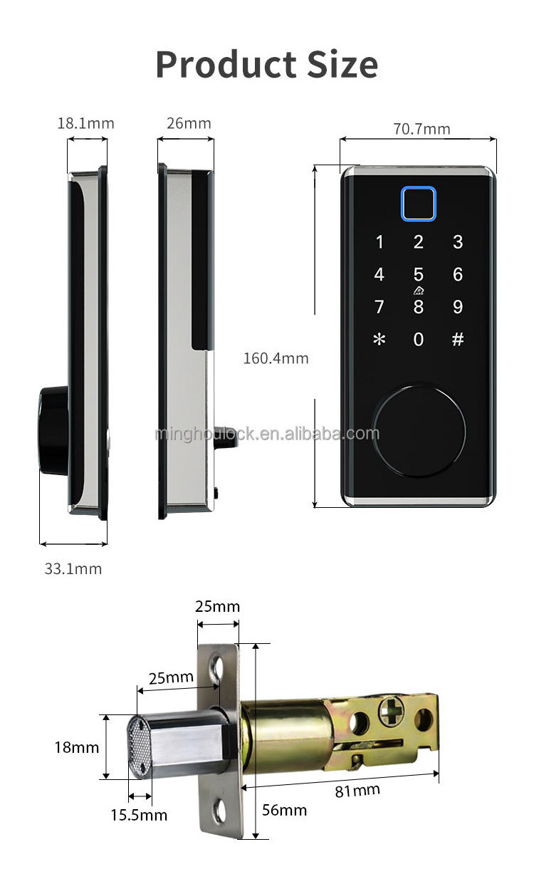 Biometric Fingerprint lock System ttlock smart home Door Lock with TT lock Mobile APP