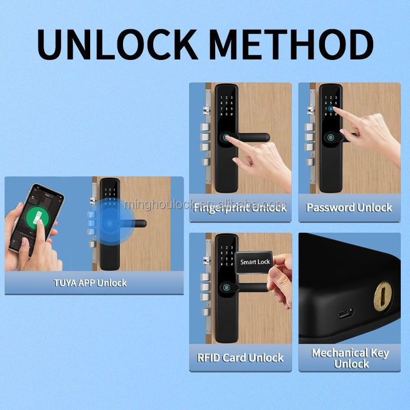 High Security Electric Digital Fingerprint Smart Door Lock With Wood Door Smart Door Lock Deadbolt