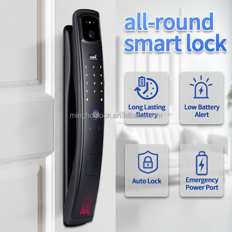 Security OEM/ODM Smart Digital 3D Face Recognition Fingerprint Smart Door Lock With Camera