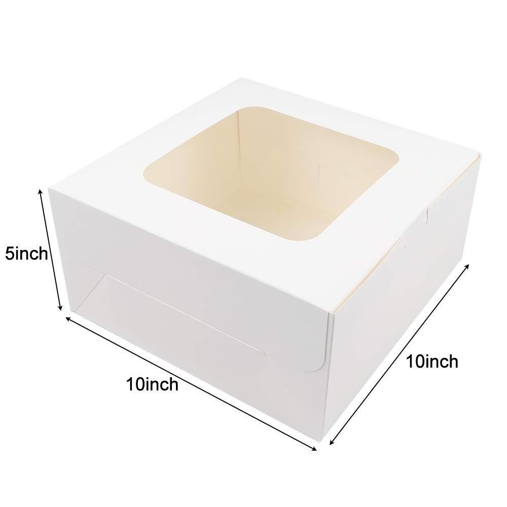 White paper bakery box square cardboard disposable 12 x 12 x 6 12 inch packaging cake box with window