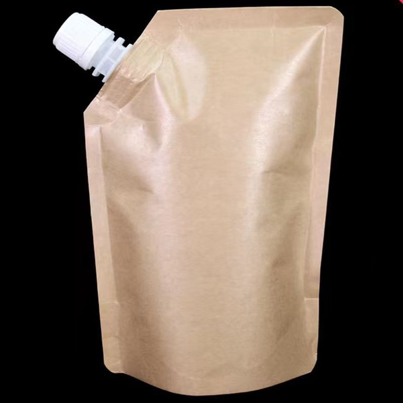 Kraft Paper Plastic Laminating Material Cream Refill Pouch Stand Up Spout Pouch For Cream Cosmetic Liquid Packing Bag