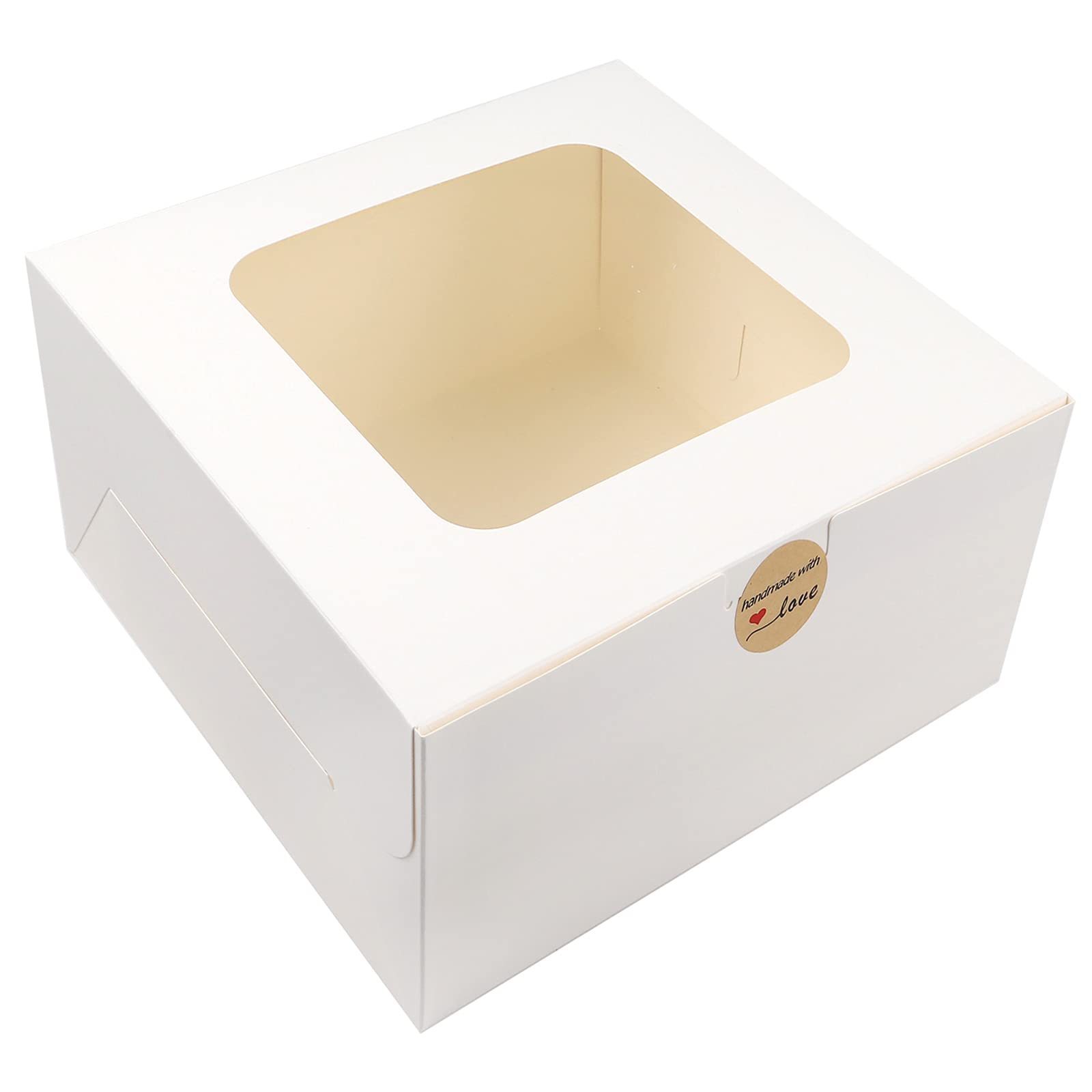 White paper bakery box square cardboard disposable 12 x 12 x 6 12 inch packaging cake box with window