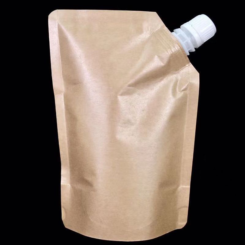 Kraft Paper Plastic Laminating Material Cream Refill Pouch Stand Up Spout Pouch For Cream Cosmetic Liquid Packing Bag