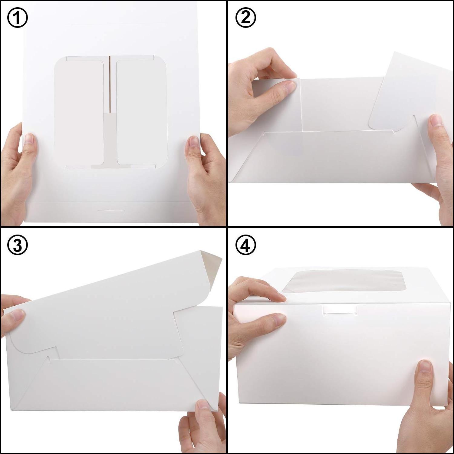 White paper bakery box square cardboard disposable 12 x 12 x 6 12 inch packaging cake box with window