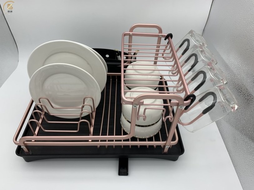 aluminum Kitchen Sink Dish Rack Storage Holders & Racks Black Colour Metal Dish Rack