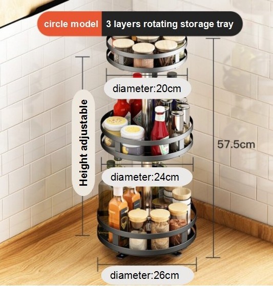 Rotating seasoning storage rack, kitchen countertop corner multifunctional storage box