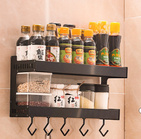 2 tier wall mounted seasoning racks metal spice rack kitchen organizer kitchen storage kitchen supplies storage rack