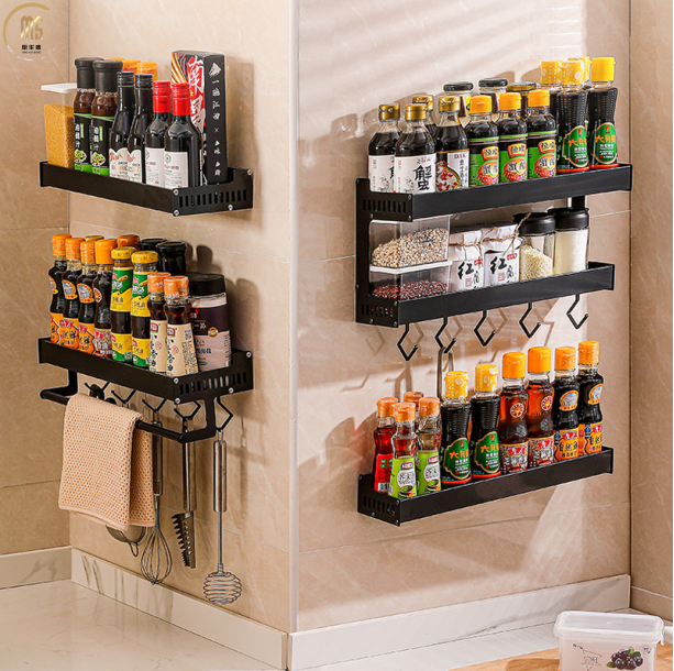 2 tier wall mounted seasoning racks metal spice rack kitchen organizer kitchen storage kitchen supplies storage rack