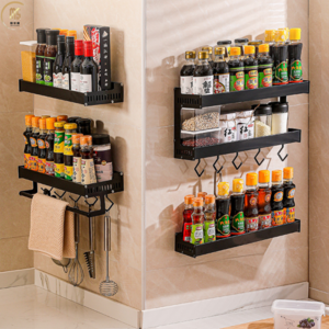 2 tier wall mounted seasoning racks metal spice rack kitchen organizer kitchen storage kitchen supplies storage rack