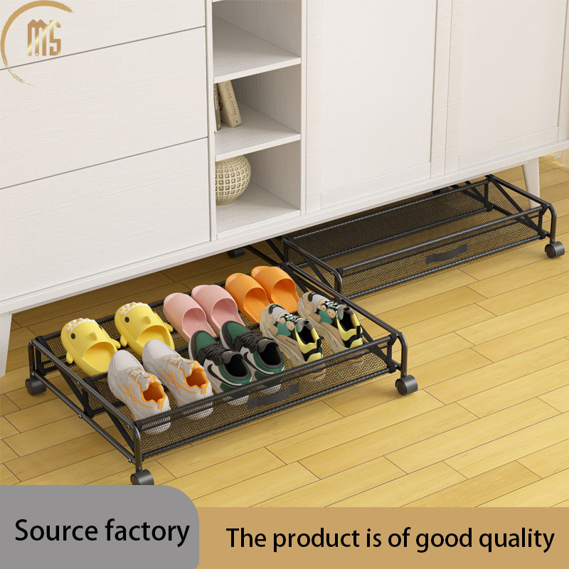 Bed bottom storage shoe rack with 360  universal wheel movable shoe storage and organizing storage rack under the bed