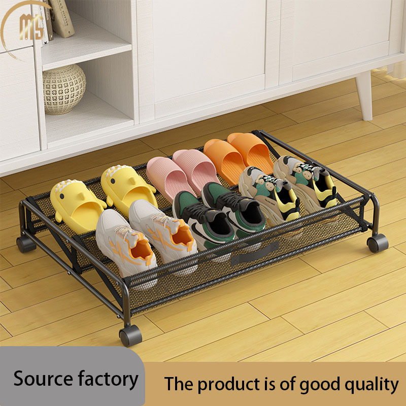 Bed bottom storage shoe rack with 360  universal wheel movable shoe storage and organizing storage rack under the bed