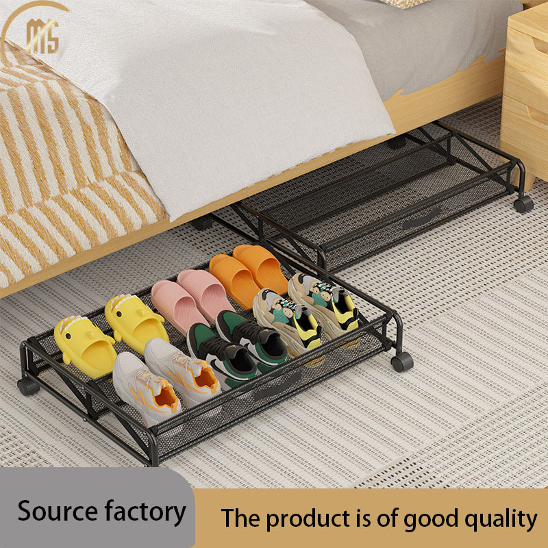 Bed bottom storage shoe rack with 360  universal wheel movable shoe storage and organizing storage rack under the bed