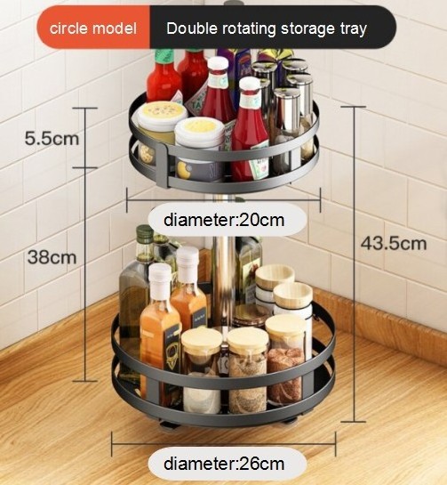 Rotating seasoning storage rack, kitchen countertop corner multifunctional storage box