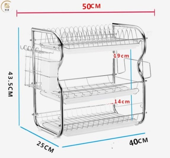 Latest Products Wall Mounted Type Kitchen Stainless Steel 3 Tier Dish Rack Storage Racks