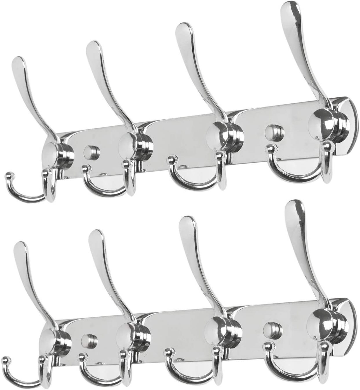 Coat Hat Hook,Metal Robe Rail Rack Towel Hanger with Flared Tri-Hook 3-10 hooks