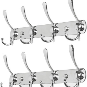 Coat Hat Hook,Metal Robe Rail Rack Towel Hanger with Flared Tri-Hook 3-10 hooks