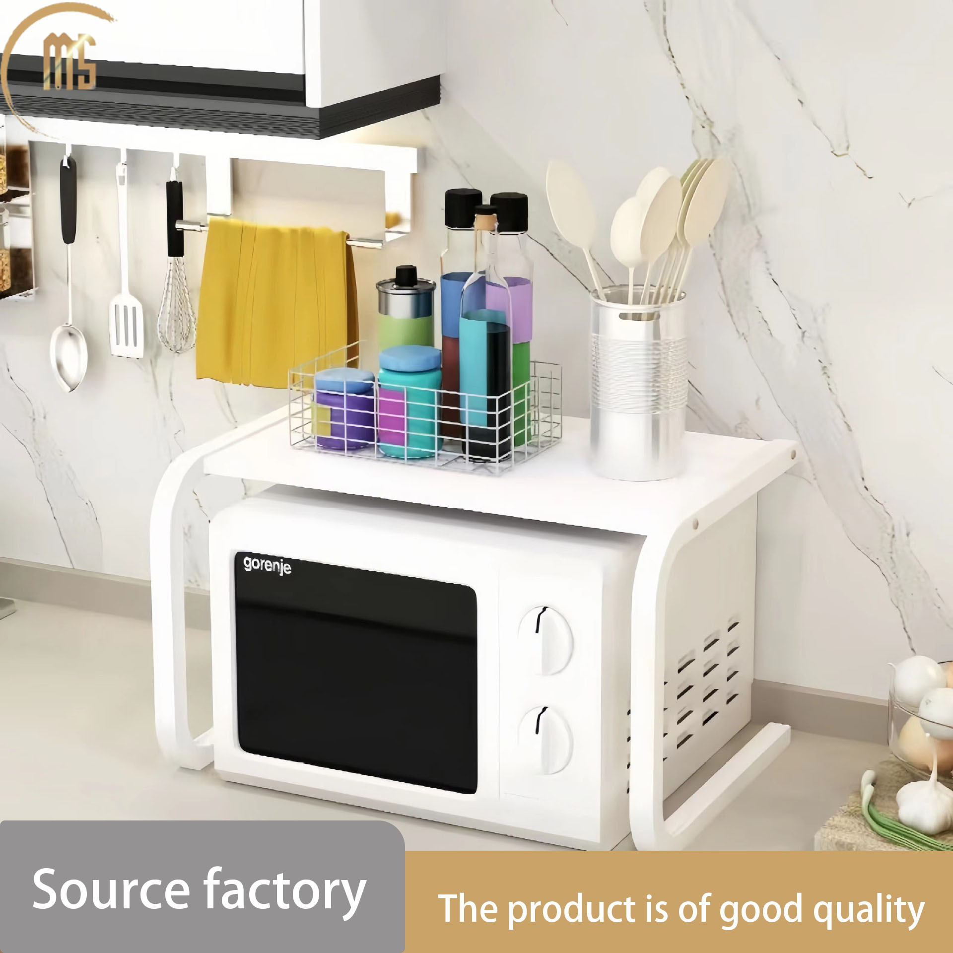 Counter-top floor-to-ceiling kitchen microwave oven storage shelf home oven electric cooker air fryer storage shelf