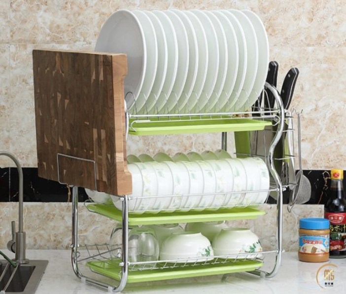 Latest Products Wall Mounted Type Kitchen Stainless Steel 3 Tier Dish Rack Storage Racks