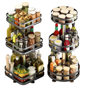 Rotating seasoning storage rack, kitchen countertop corner multifunctional storage box