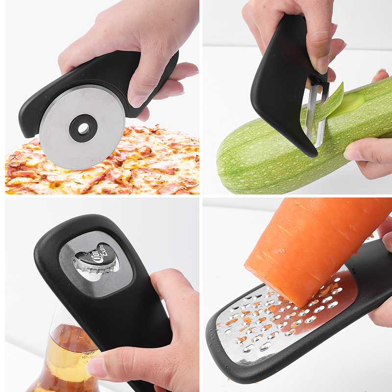 Kitchen Gadgets 6 Piece Set Includes Melon Grater Herb Cutter Garlic Grater Can Opener Cheese Grater Pizza Cutter Tool Set