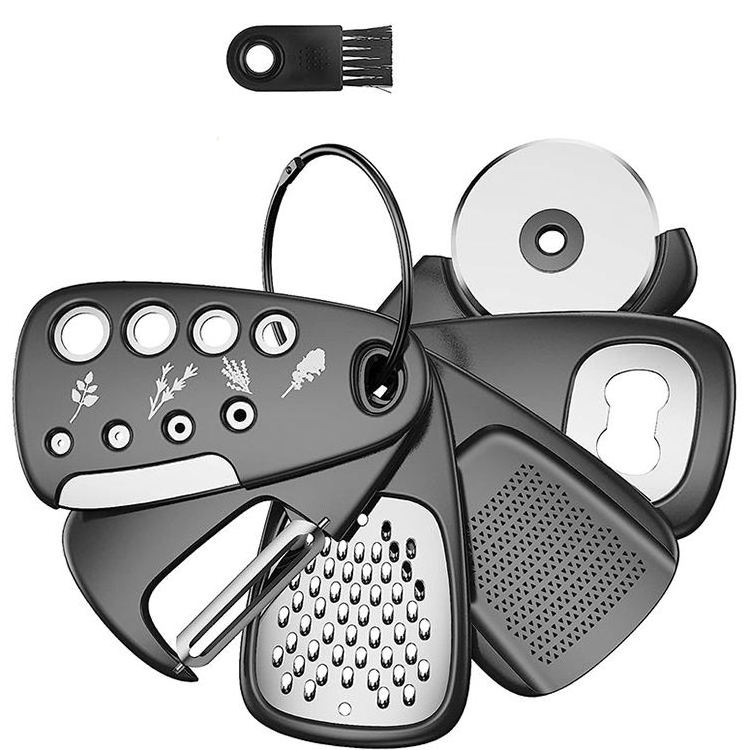 Kitchen Gadgets 6 Piece Set Includes Melon Grater Herb Cutter Garlic Grater Can Opener Cheese Grater Pizza Cutter Tool Set