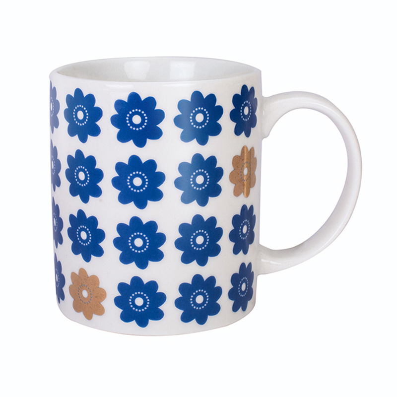 11oz Best Gift Idea Blue Colors coffee tea gold trim white ceramic mugs new bone china coffee mug