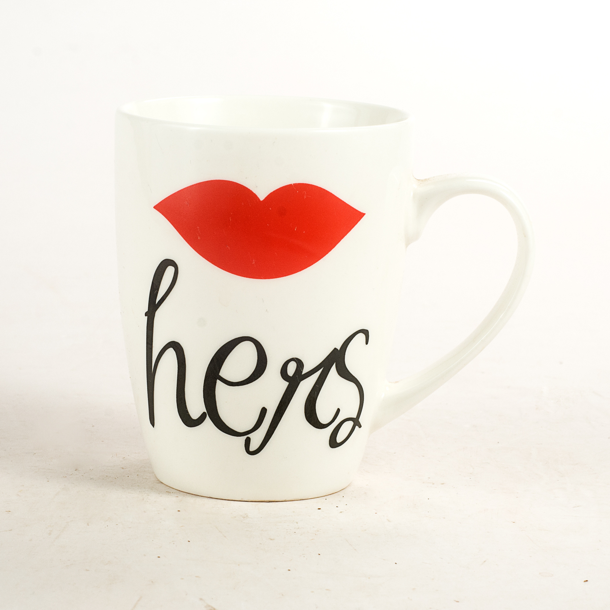 White porcelain mugs wholesale his and hers ceramic coffee mug with mustache lips beard for wedding gift