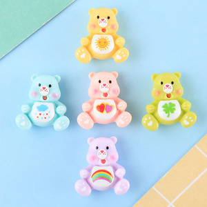 Cartoon Rainbow Bear Cream Glue DIY Accessories Resin Bear Resin Flatback Bear For Decoration