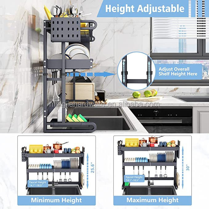 Best Selling 54-94cm large storage kitchen counter holders sink organization over the sink dish drying drainer rack