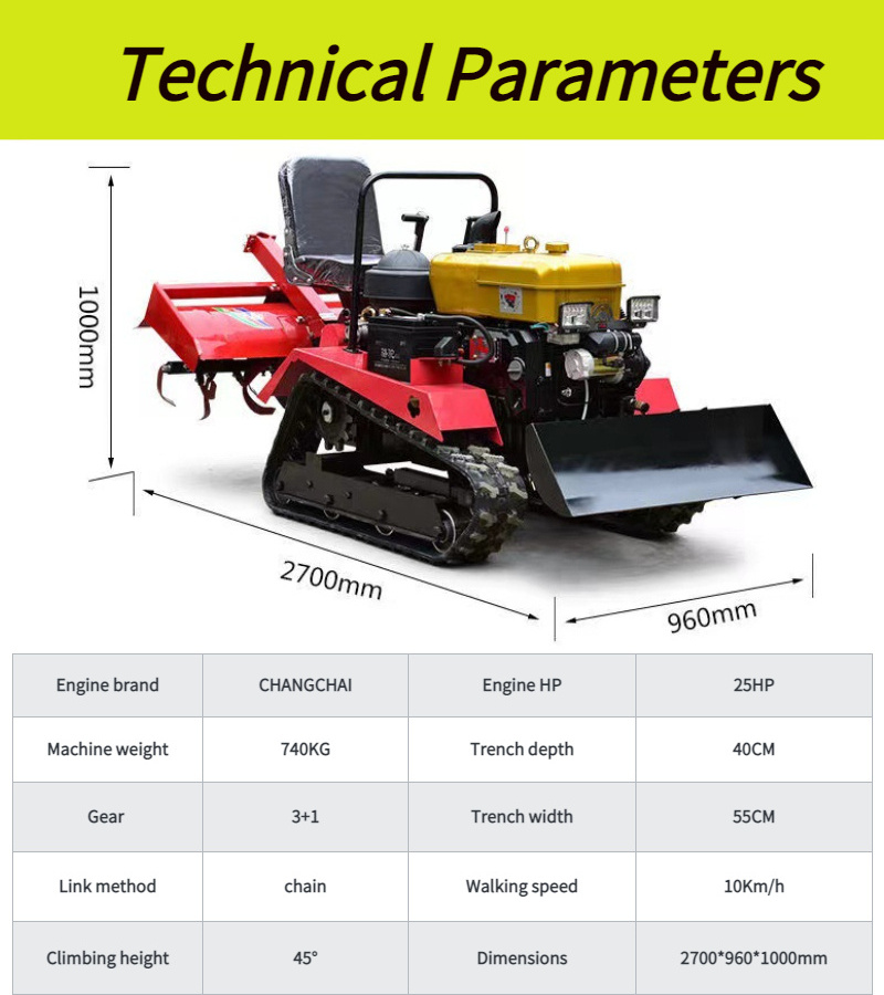 Farm Crawler Rotary Tractor Tiller Trailed Rotary Cultivator for Sale