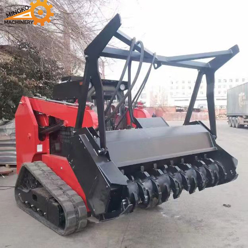 Skid Steer Mulcher 25hp 55hp Diesel Mini Compact Skid Steer With Skid Steer Snow Blower