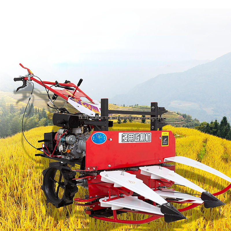 High Quality Walking Type New Small Mini Rice Wheat Combine Harvester Reaper Soybean Mini Harvester From Factory