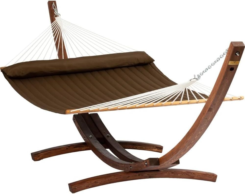 Wooden Hammock Stand & Stone Stripe Hammock Stand with Spreader Bar Hammock for All Weather