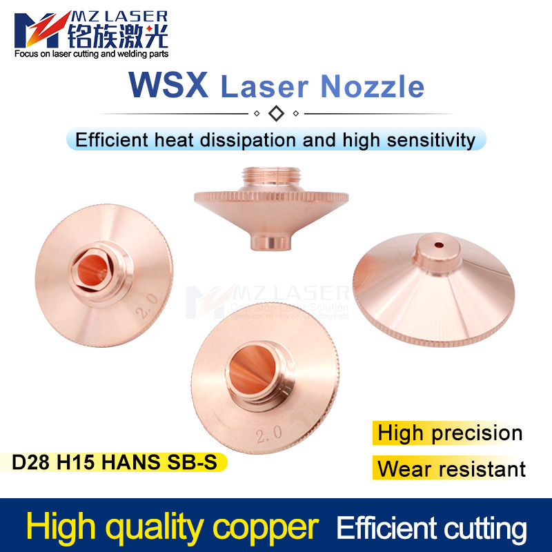 Minglaser Laser Nozzles Bulge D28 H15 Single Double Layer Tip Copper Nozzle 1.0 1.5 2.0 For WSX Fiber Laser Cutting Machine Head