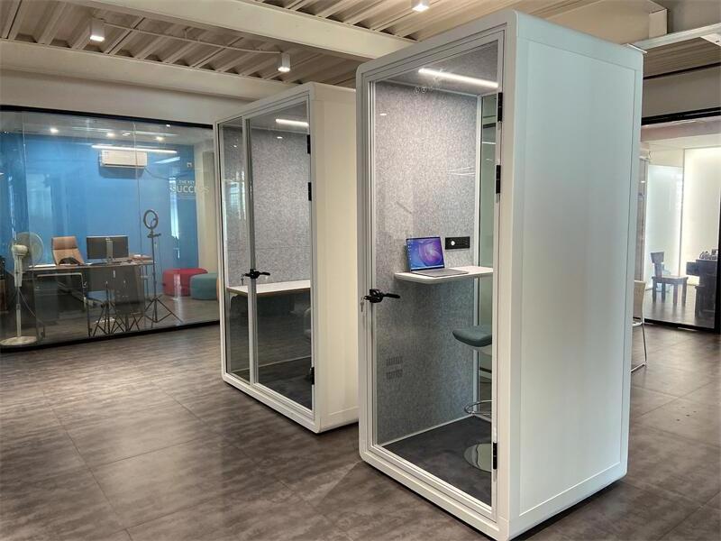 Single seater office meeting booth with computer desk for private working movable silence  soundproof booth office pod