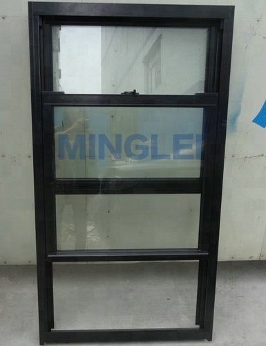 Minglei American style black double glazed aluminum double hung windows up down sliding window