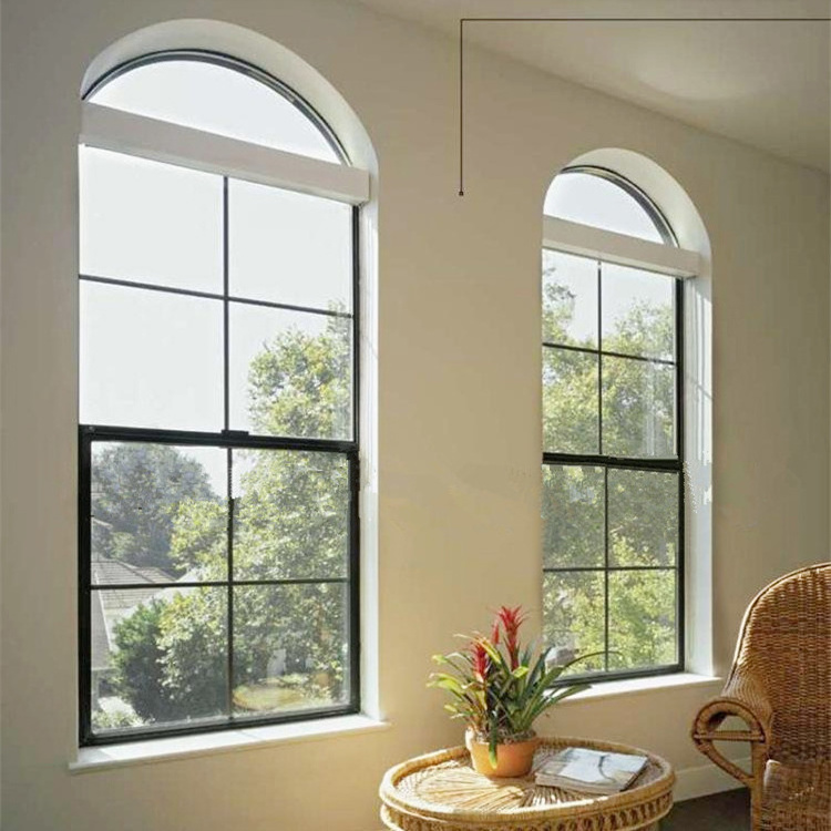 Minglei American style black double glazed aluminum double hung windows up down sliding window