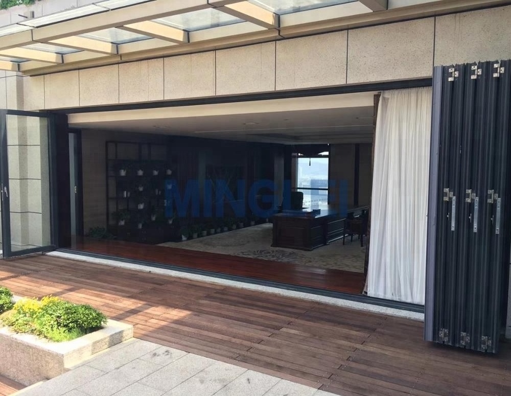 Minglei Large size veranda aluminum bifold glass folding doors