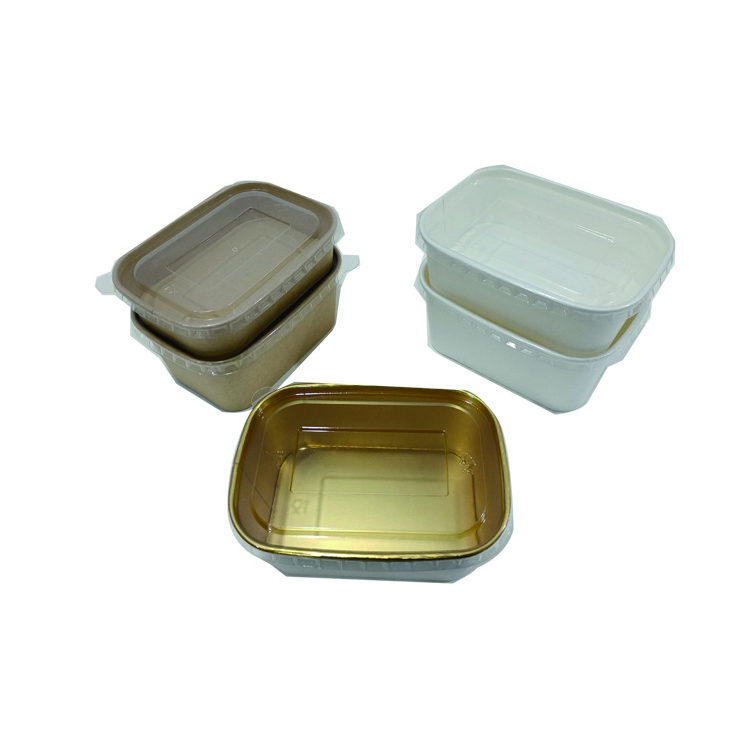 custom Eco Friendly Disposable Customized square kraft paper bowls and Biodegradable paper salad container kraft paper box